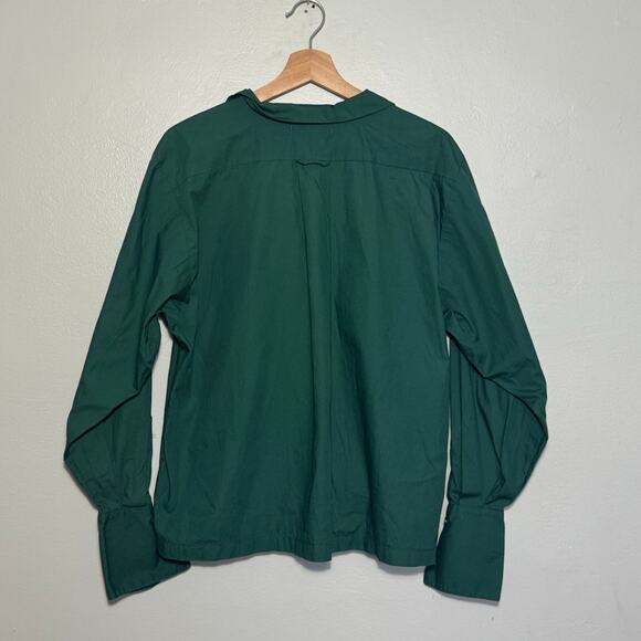 Women's Size 1 (XS-M) Na Nin Clarke 100% Cotton Poplin Button Up Emerald Green - Picture 3 of 5